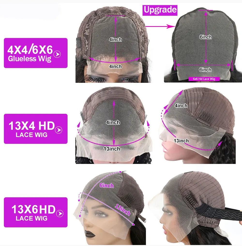 30 Inch Deep Wave 13x6 HD Lace Front Wig 250 density Water Wave 360 13x4 Lace Frontal Wigs 6x6 Closure Glueless Wig Human Hair