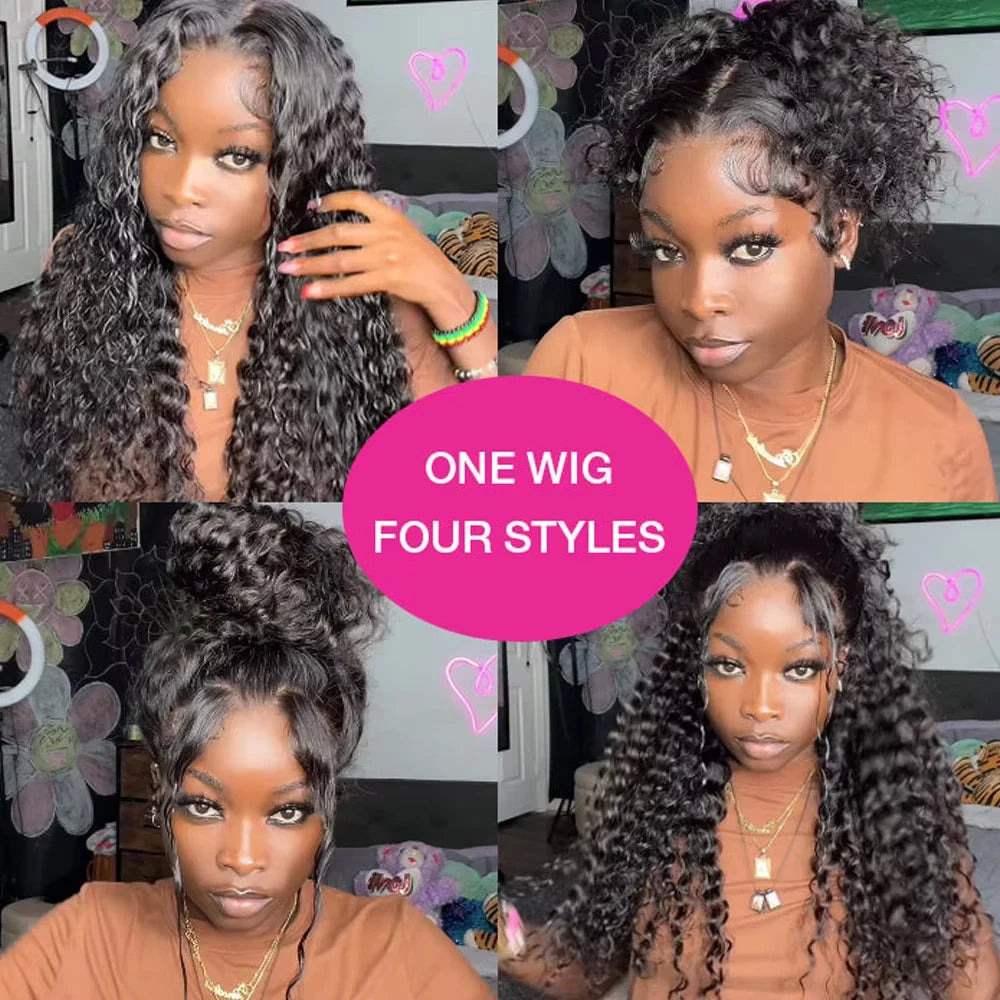 30 Inch Deep Wave 13x6 HD Lace Front Wig 250 density Water Wave 360 13x4 Lace Frontal Wigs 6x6 Closure Glueless Wig Human Hair