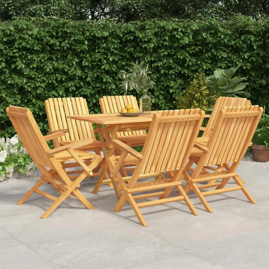 Natural Teak Solid Wood Medium Foldable Garden Dining Set Outdoor Furniture Compact Design