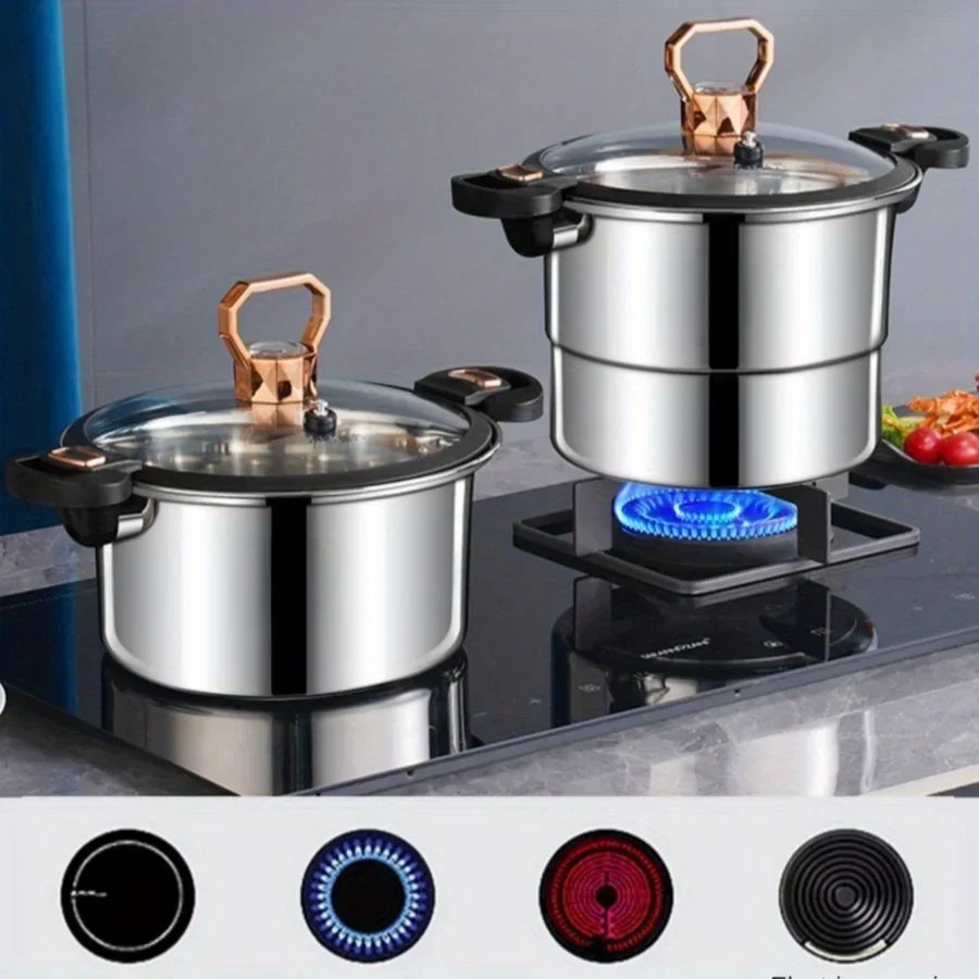 Micro pressure pot 304 stainless steel thickened soup pot household double ear bottle soup pot thickened composite bottom