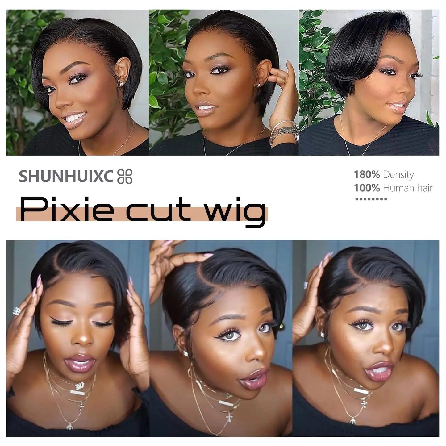 Pixie Cut Wig Human Hair 13x4 Lace Front Wigs Short Pixie Cut  Human Hair Wigs Pre Plucked Short Straight Bob Wigs Natural Black