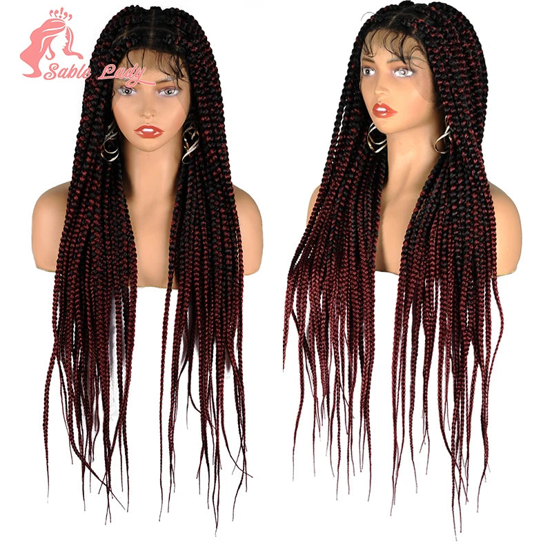 Jumbo Braids Hair Wig Synthetic Full Lace Front Braided Wigs For Black Women Knotless Box Braid Wig Braid African Braiding Hair