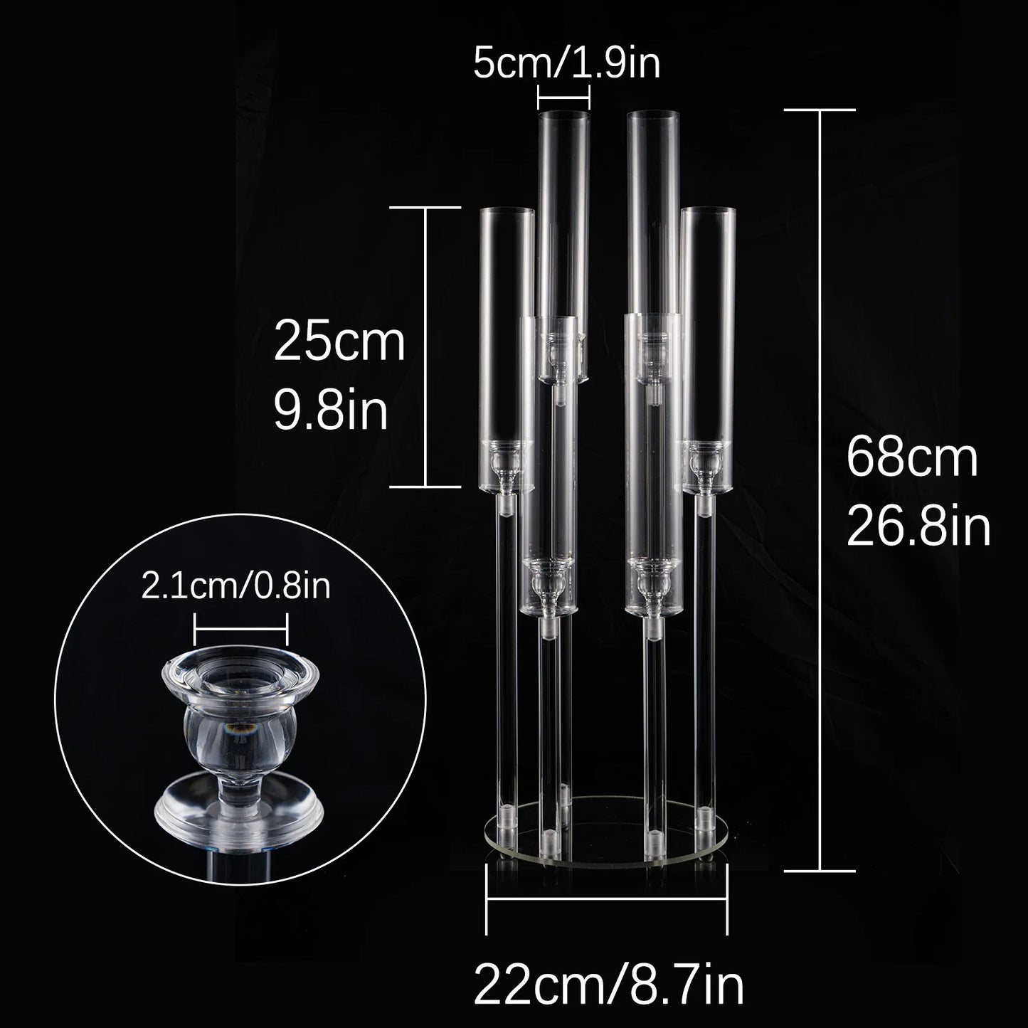 10 Piece Clear Acrylic 6 Arm Candelabra Candle Holders for Wedding Party and Dining Table Decoration - Vibrant Variety Store