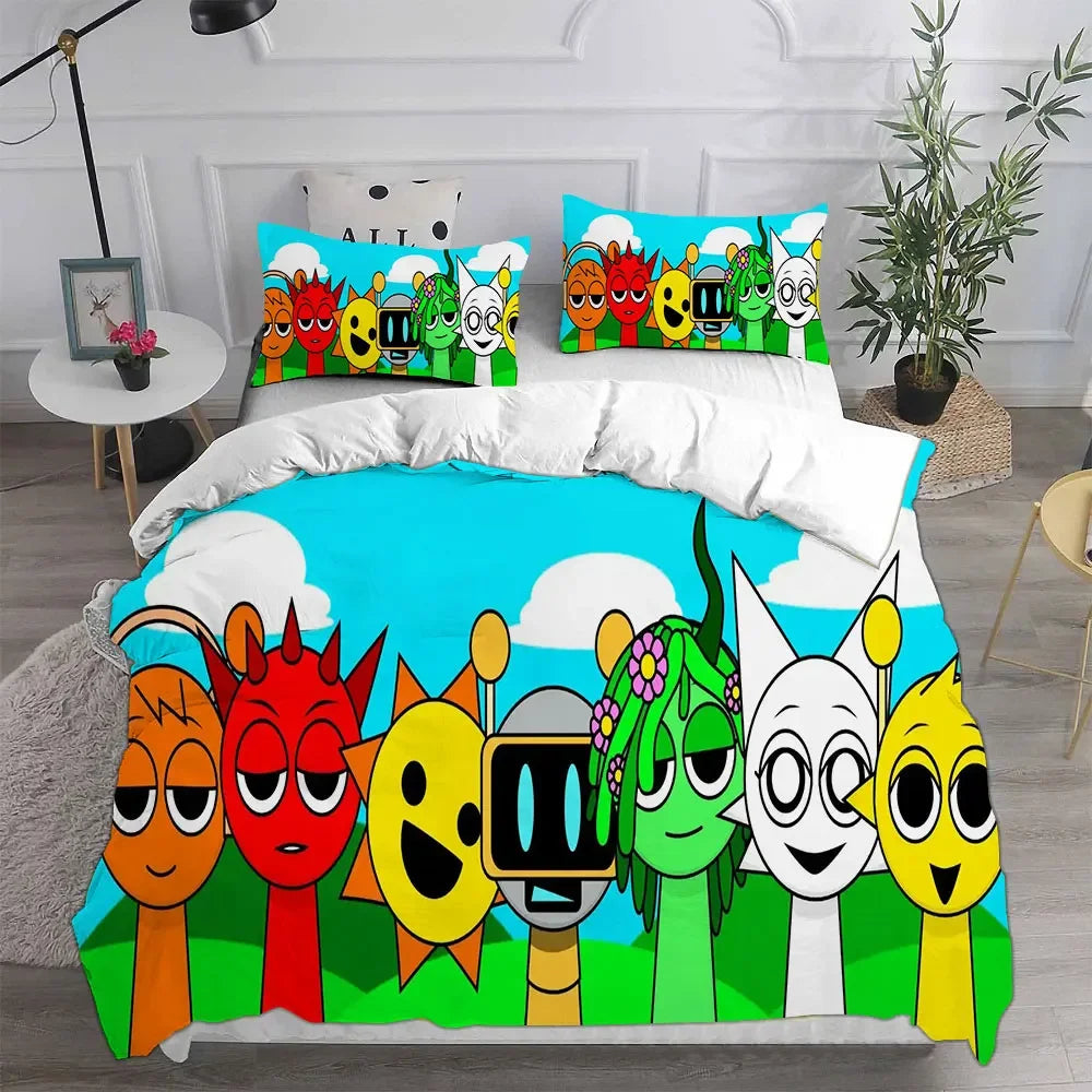 New 3D Print Sprunki Bedding Set Bed Cover Comforter Duvet Cover Pillow Case 2-3 Pieces Kids Adult Bedroom Decoration - Vibrant Variety Store