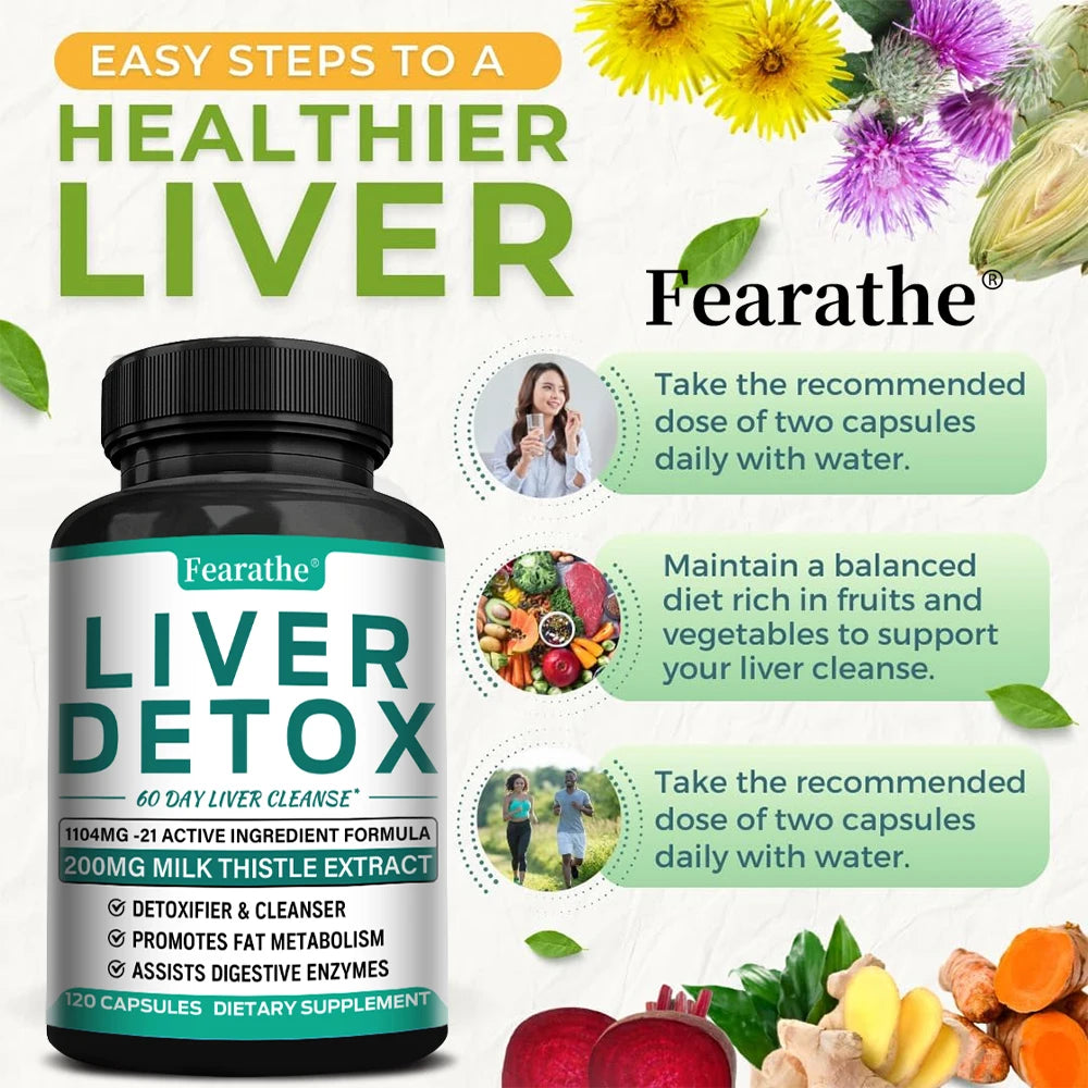 Liver Detox Supplement 1104 Mg Per Serving Cleanse Digestive Enzymes Support Immunity Digestion Fat Metabolism - Vibrant Variety Store
