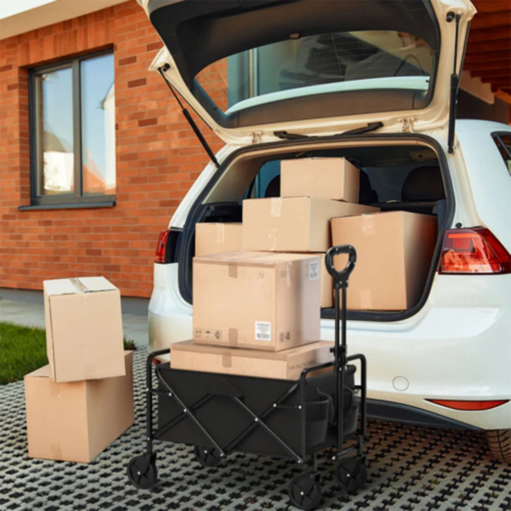 Foldable Garden Wagon Cart Portable Camping Trolley Outdoor Multi Function Utility Wagon for Beach or Shopping - Vibrant Variety Store