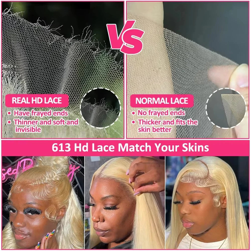 30 36 Inches 613 Blonde Body Wave 13x4 Lace Front Wig Human Hair 13x6 HD Transparent Lace Frontal Brazilian Wigs For Black Women