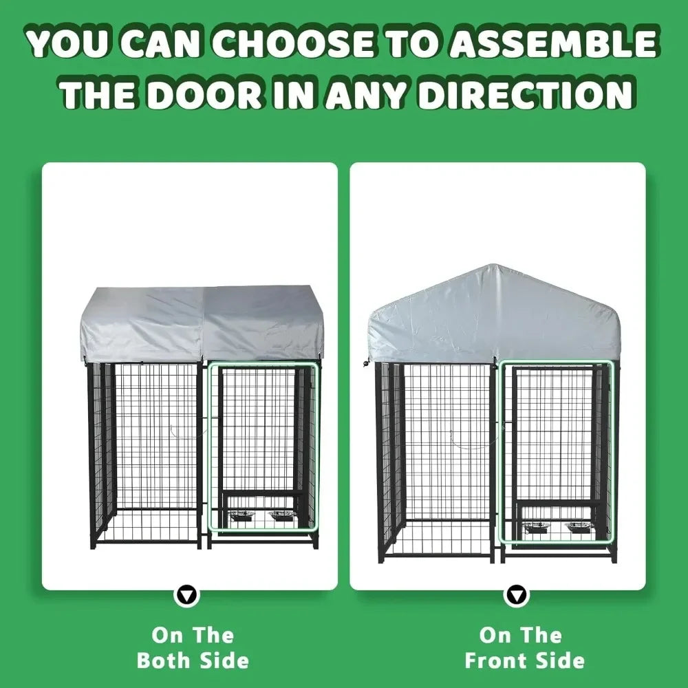 Modern 4x4x4 FT Heavy Duty Large Dog Kennel Playpen Outdoor with Secure Lock, PROTECTIVE ROOF INCLUDE, dog Houses - Vibrant Variety Store