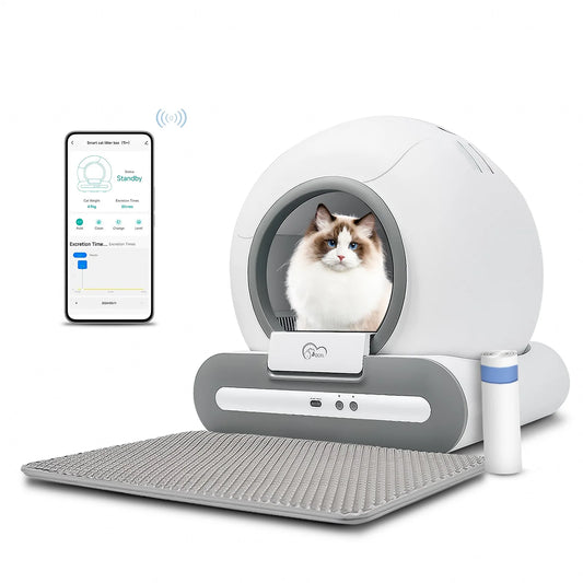Doel Automatic Cat Litter Box Self Cleaning With App Control And Cat Litter Mat For Multiple Large Cats - Vibrant Variety Store