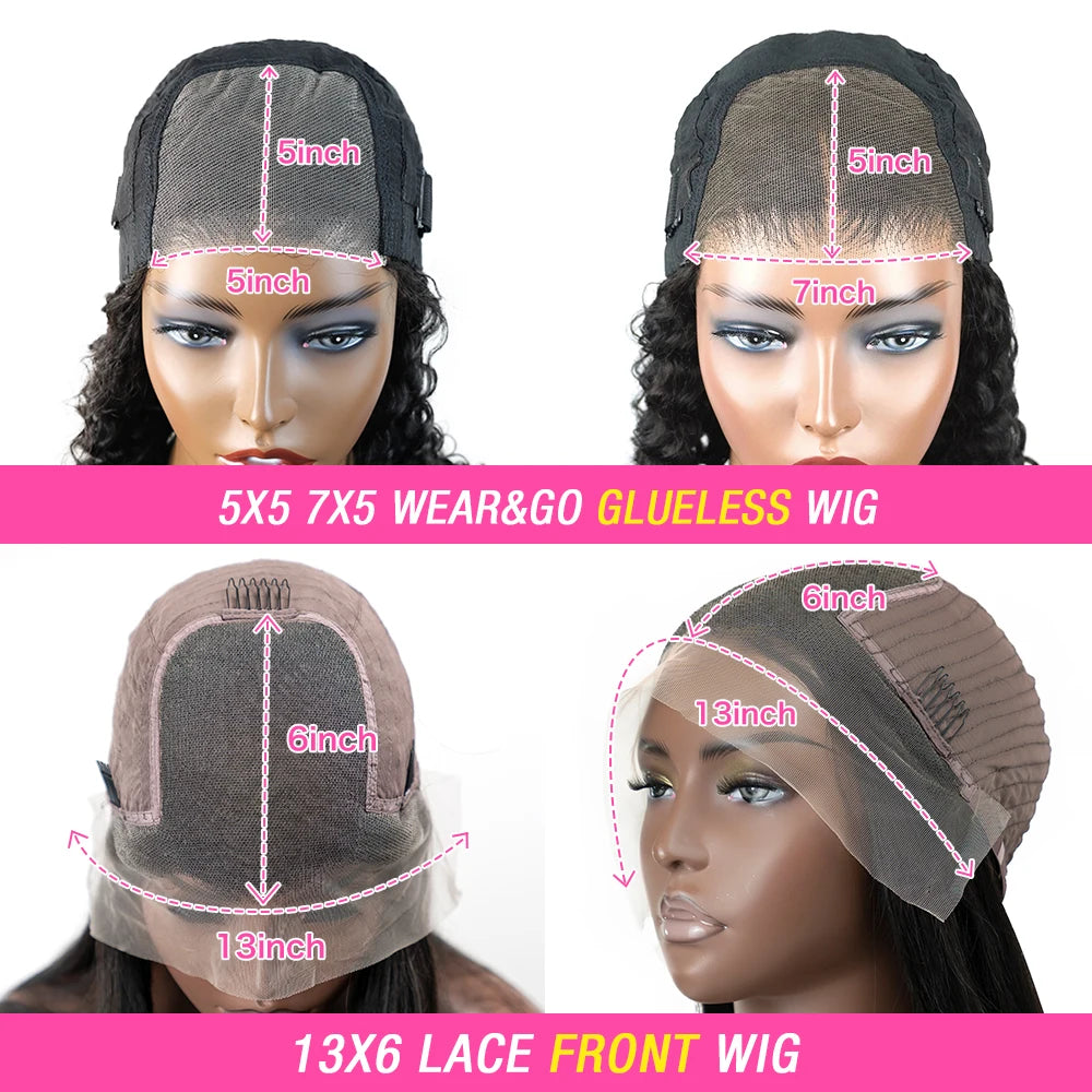 Kinky Curly Wigs 13x6 HD Lace Frontal Wig Glueless Human Hair 4C Afro Curly Lace Front Human Hair Wigs 7x5 HD Lace Closure Wigs - Vibrant Variety Store