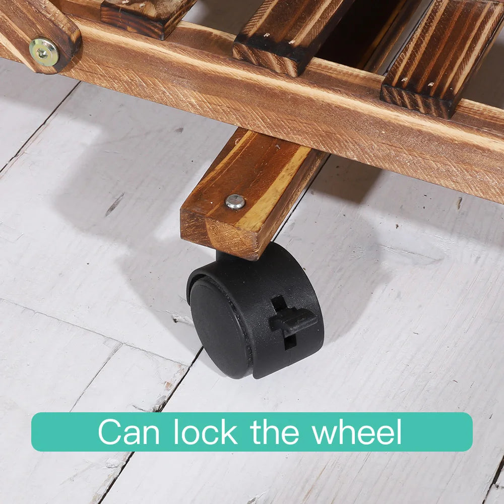 6 Tier Wood Plant Stand Vertical Carbonized Multiple Holder for Indoor Outdoor Patio - Vibrant Variety Store