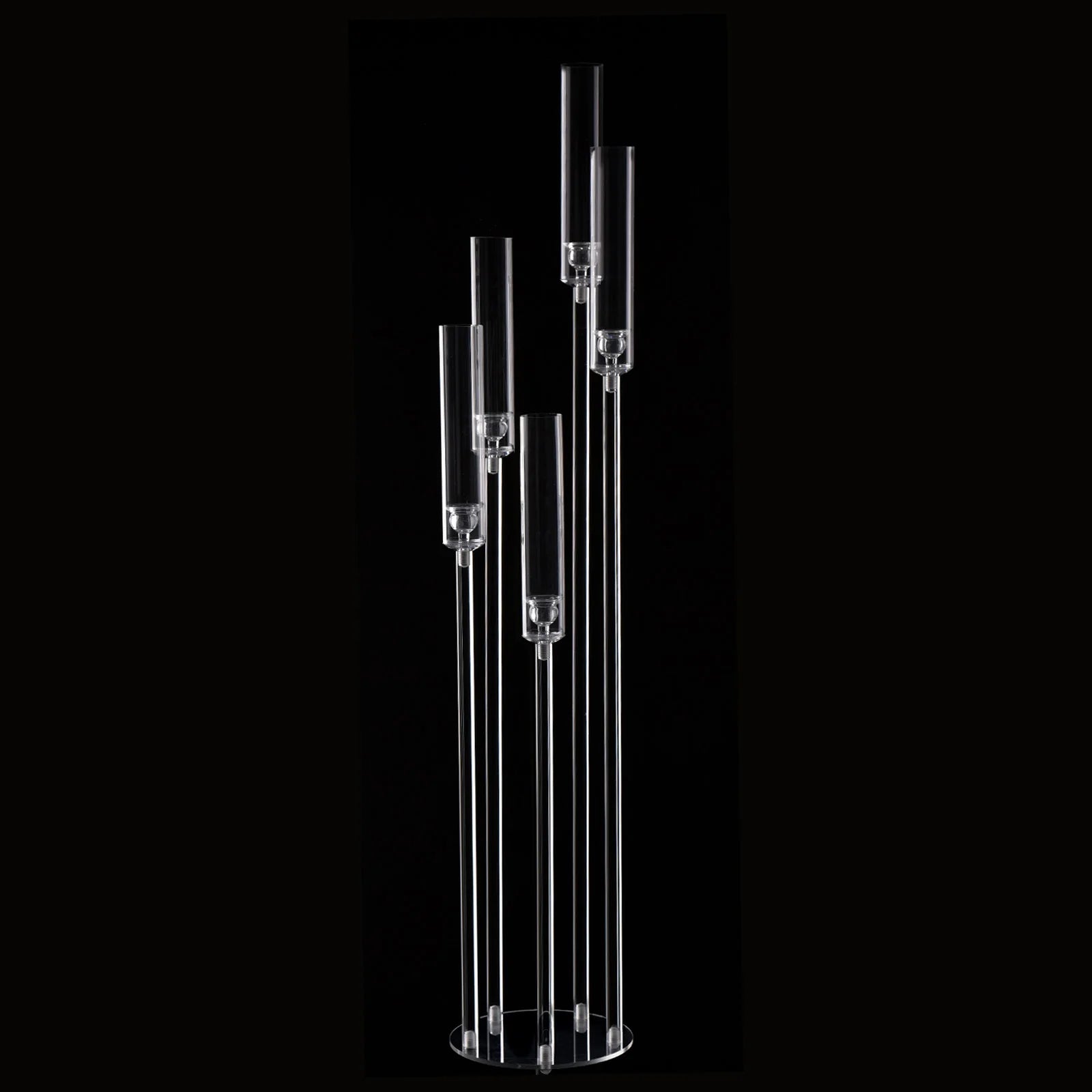 2 Pieces 5 Arm Floor Candelabra Acrylic Candle Holder for Wedding Centerpiece Tall Clear Candle Holders for Ceremony and Birthday - Vibrant Variety Store