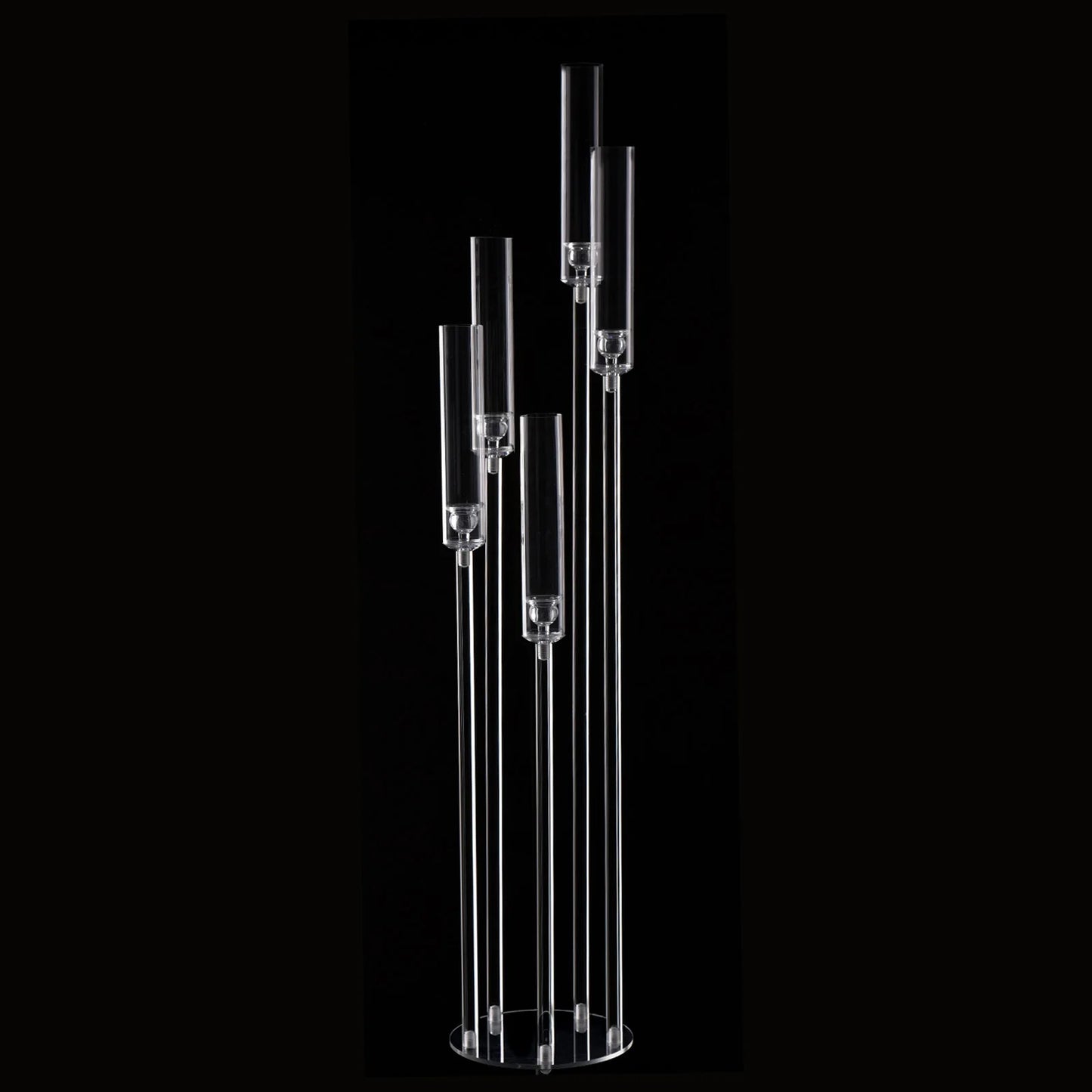 2Pcs 5 Arm Floor Candelabra,Acrylic Floor Candle Holder for Wedding Centerpiece Tall Clear Candle Holders for Ceremony Birthday - Vibrant Variety Store