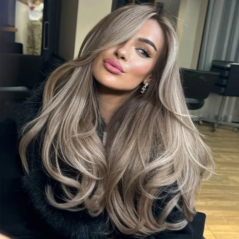 30 36 Inch Highlight Wig Human Hair Pre Plucked 13x6 Transparent Lace Front Wig Ash Blonde Highlight Colored Human Hair Wigs