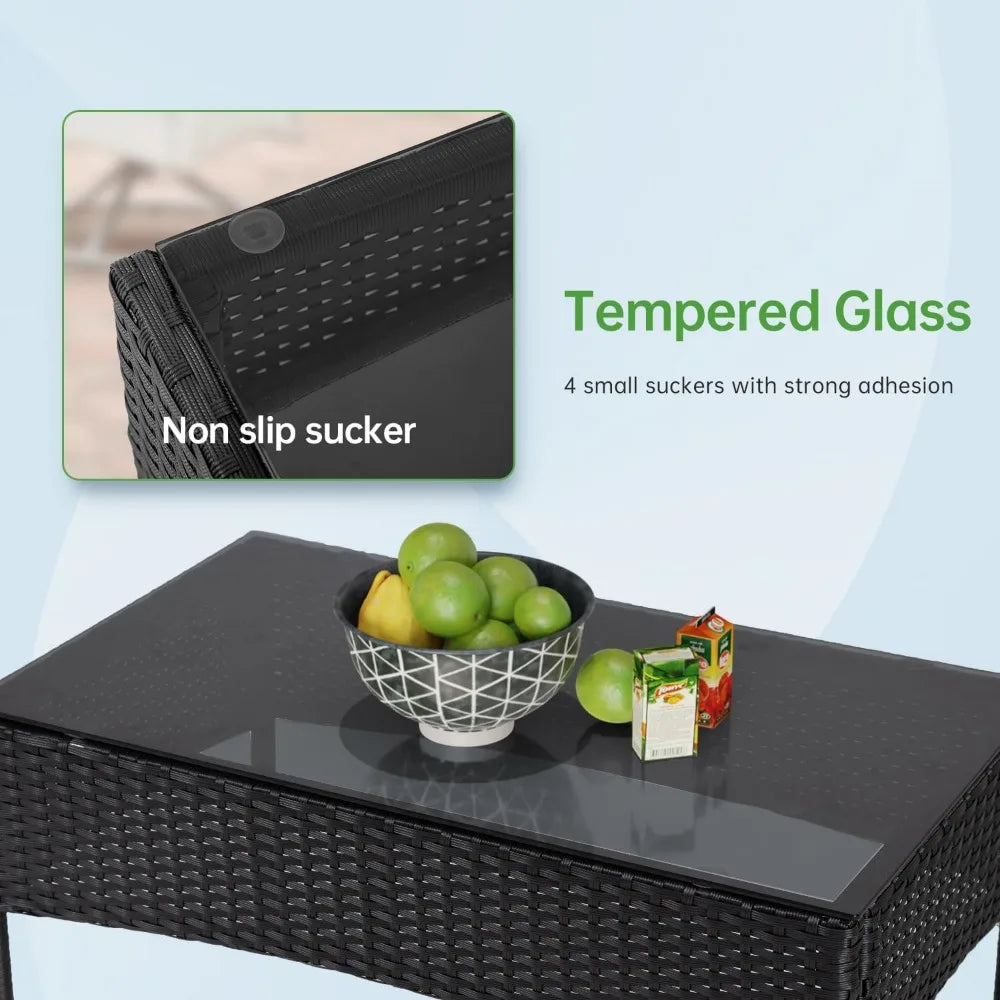 4 Piece Outdoor Wicker Patio Conversation Furniture Set with Coffee Table and Seat Cushions - Vibrant Variety Store