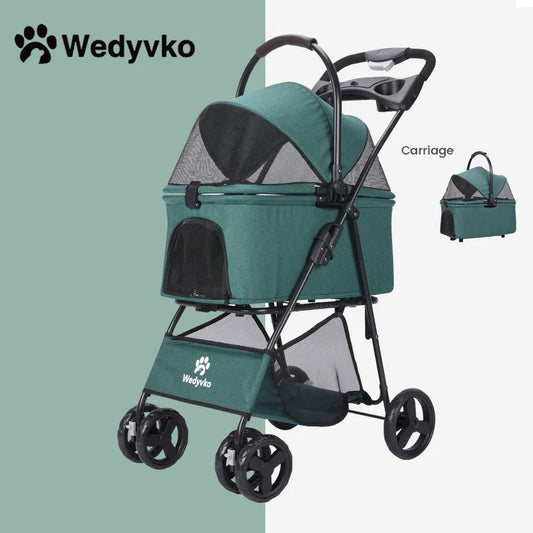Wedyvko Portable Cart for Small Dogs One Click Folding Clip Type Stroller with Basket Pet Carriers and Travel Product - Vibrant Variety Store