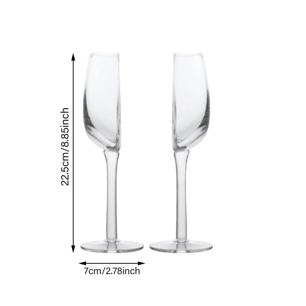 Two Pieces Pack Clear Transparent Half Glass Cup Red Wine Champagne Flute Goblet Stem-ware 140ml Cup Kitchen Accessories - Vibrant Variety Store