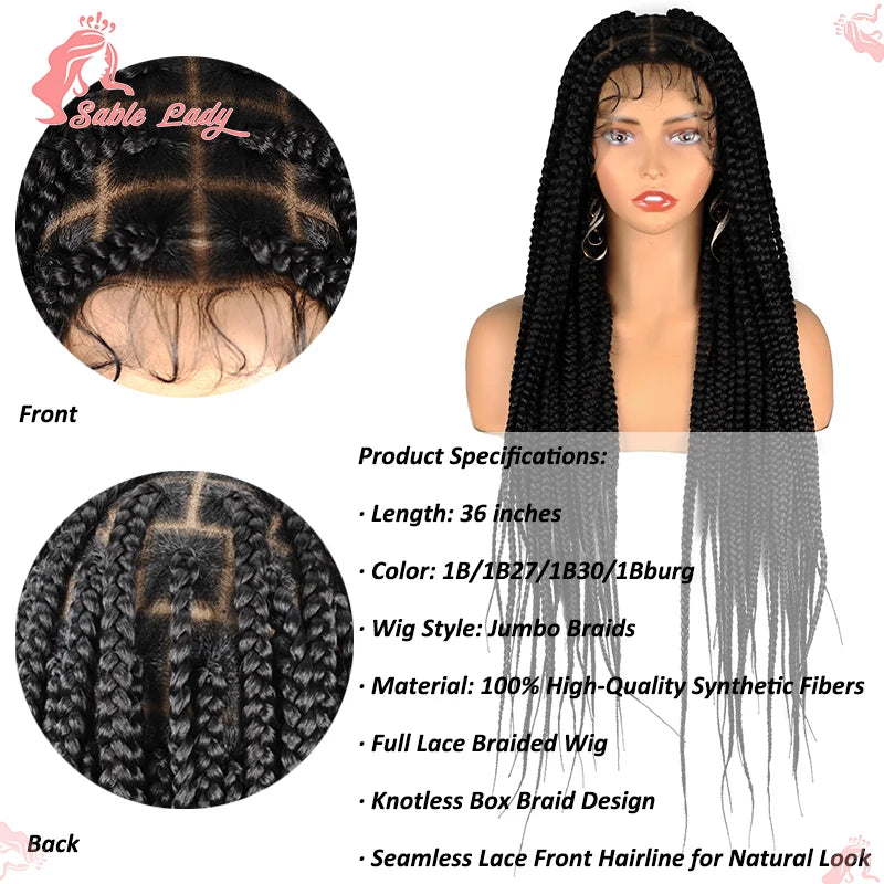 Jumbo Braids Hair Wig Synthetic Full Lace Front Braided Wigs For Black Women Knotless Box Braid Wig Braid African Braiding Hair
