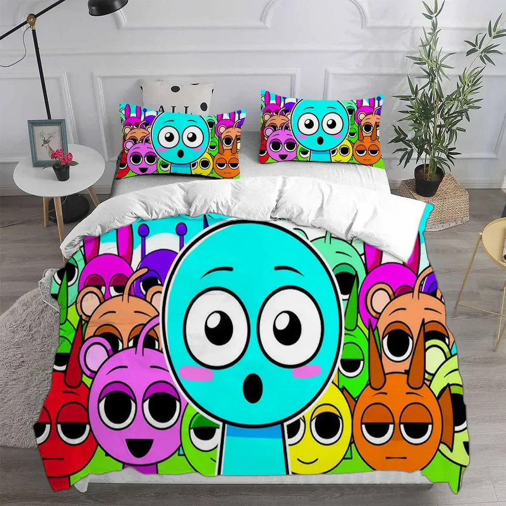 New 3D Print Sprunki Bedding Set Bed Cover Comforter Duvet Cover Pillow Case 2-3 Pieces Kids Adult Bedroom Decoration - Vibrant Variety Store