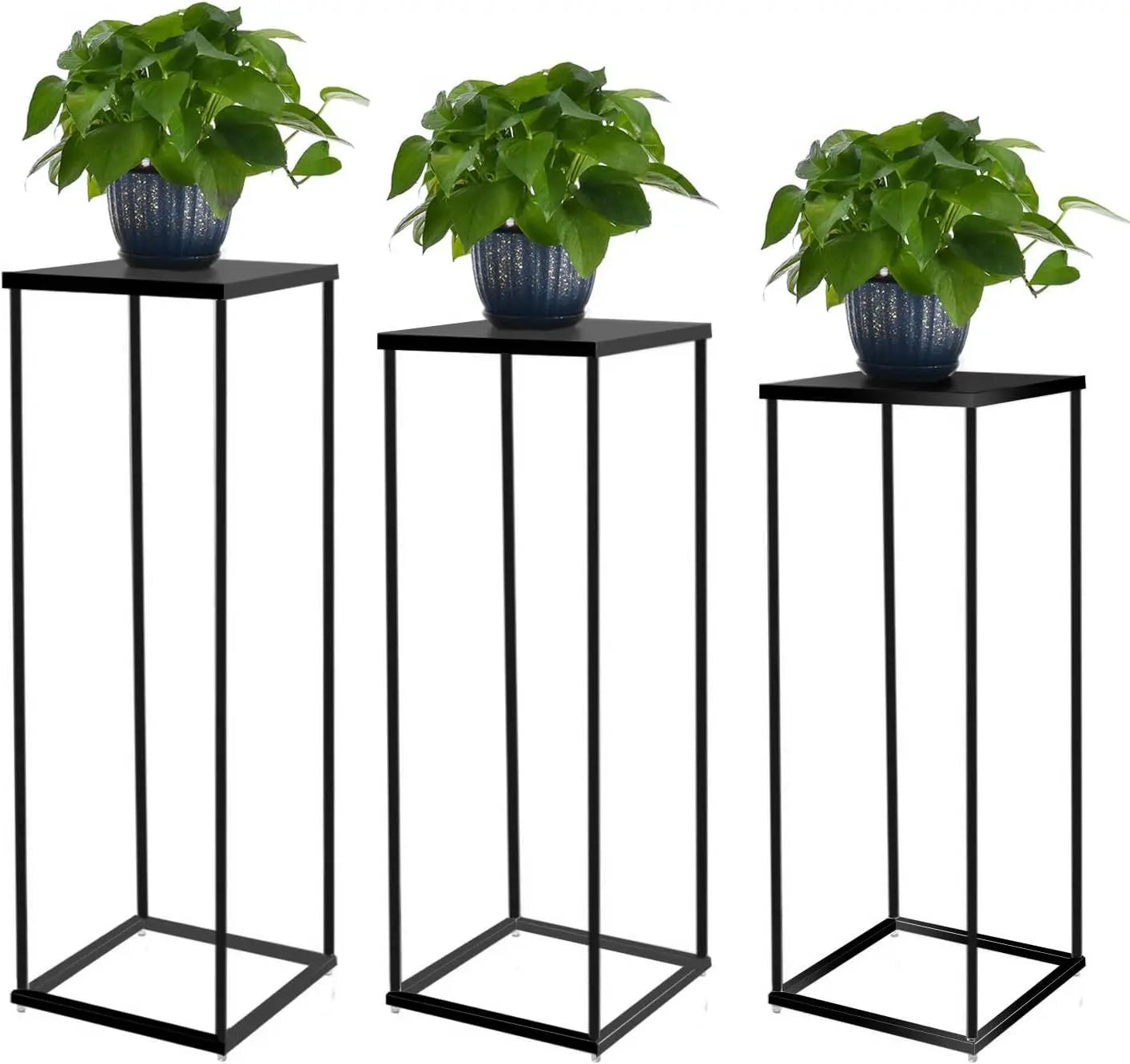 3Pcs Black Wedding Flower Vase Metal Plant Shelf for Flower Display Corner Planter Pot Rack for Living Room Patio Decor - Vibrant Variety Store