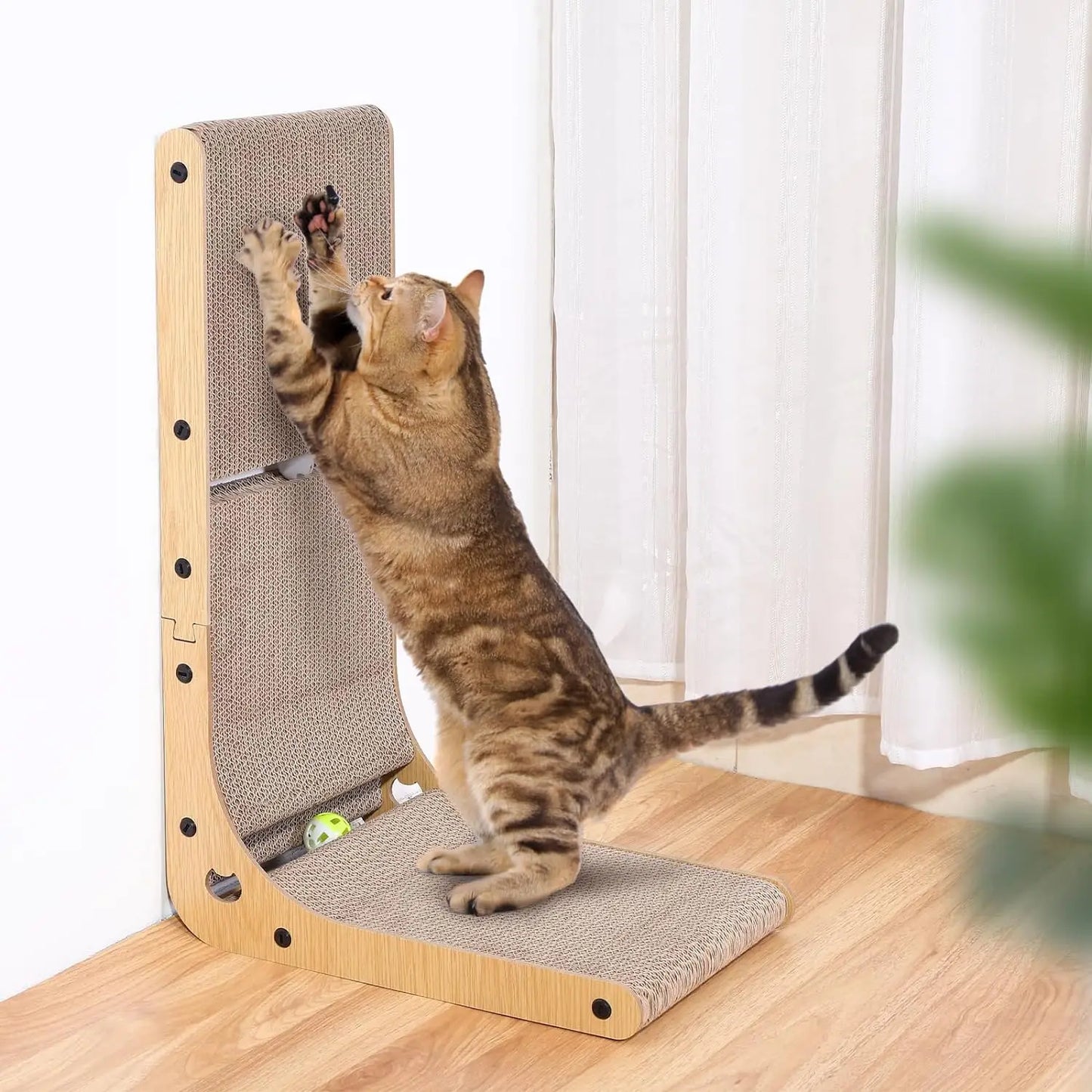 L Shape Cat Scratcher 23.6 Inch Cardboard Cat Scratching Pad for Indoor Cats Furniture Protector - Vibrant Variety Store