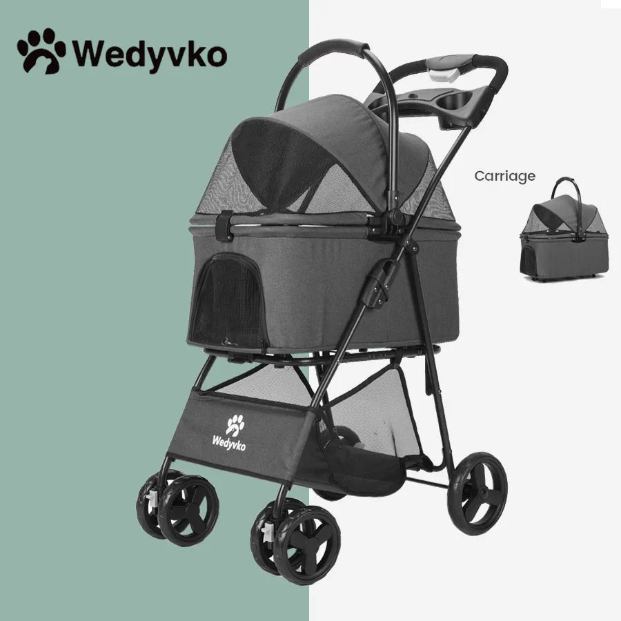 Wedyvko Portable Dog Stroller One Click Folding Clip Type with Basket for Small Pets - Vibrant Variety Store