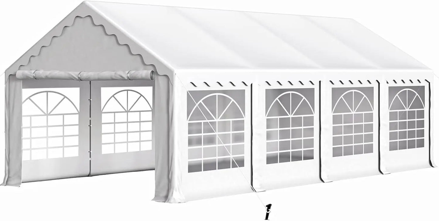 16x20 Feet Outdoor Heavy Duty Waterproof Party Canopy Tent White for Events and Weddings - Vibrant Variety Store