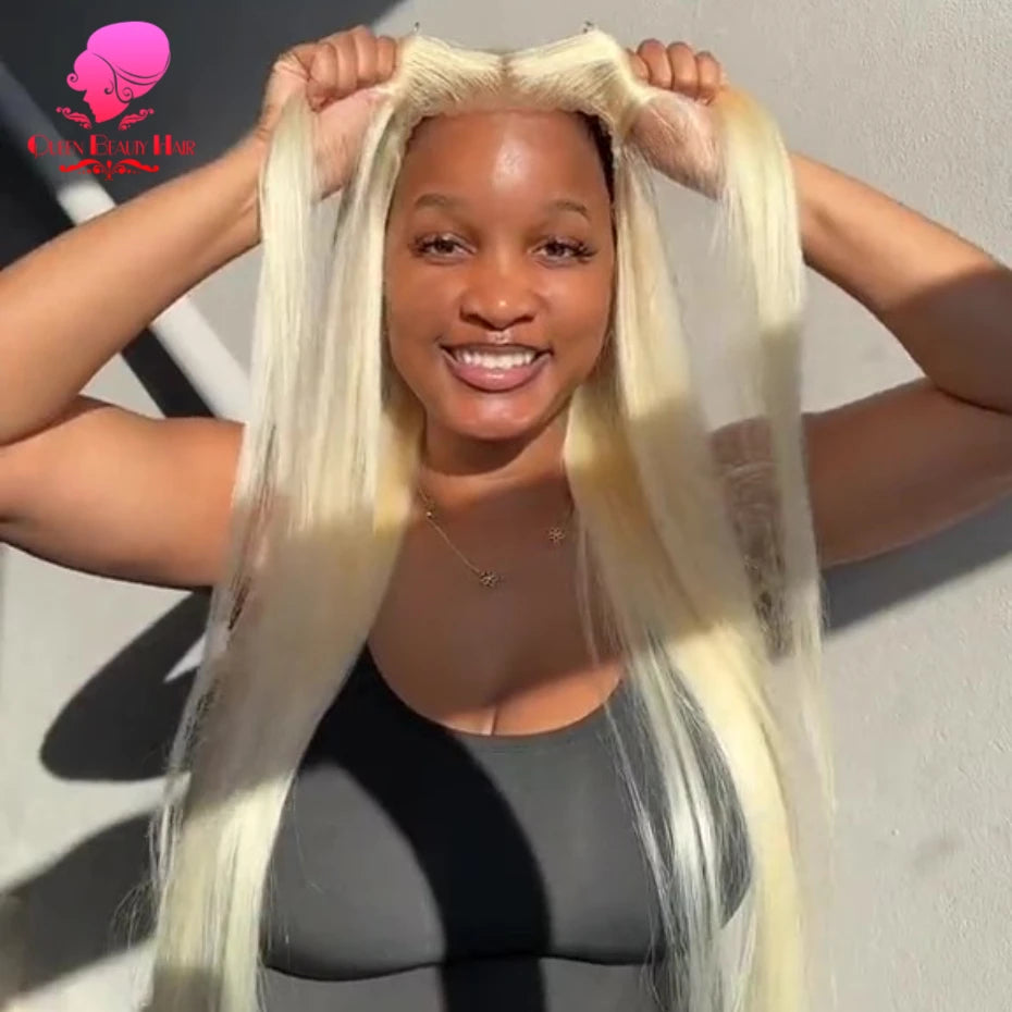 613 Glueless Wigs Human Hair 5x5 Lace Closure Wig Remy Straight Blonde Pre Plucked Glueless Wig 100% Human Hair Wigs Ready To Go