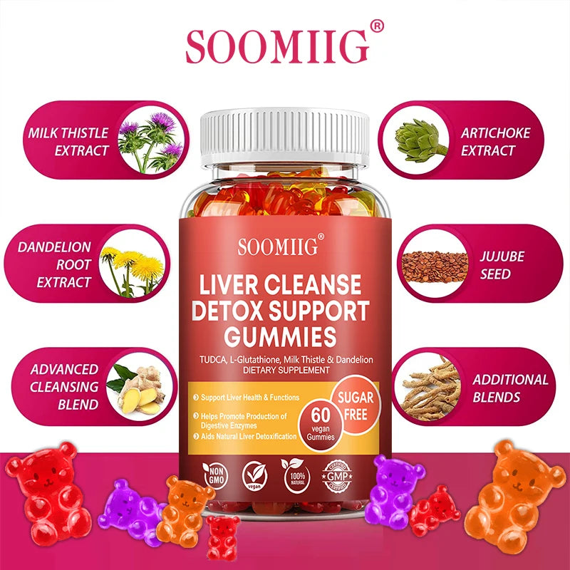 Soomiig Liver Cleanse Detox Gummies with Milk Thistle Extract and Nutrients for Liver Purification and Detoxification - Vibrant Variety Store