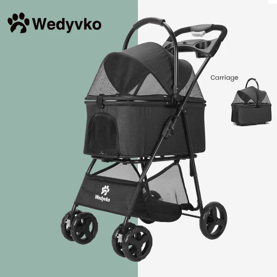 Wedyvko Portable Dog Stroller One Click Folding Clip Type with Basket for Small Pets - Vibrant Variety Store