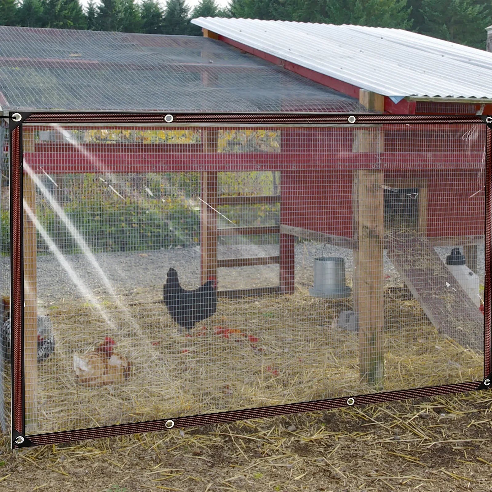 Chicken Coop Cover Transparent Tarpaulin Outdoor Garden Waterproof Run Tarp with Rope Reinforced Edges Chicken Coop Porch Canopy - Vibrant Variety Store