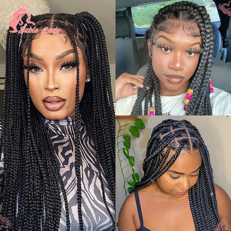 Jumbo Braids Hair Wig Synthetic Full Lace Front Braided Wigs For Black Women Knotless Box Braid Wig Braid African Braiding Hair