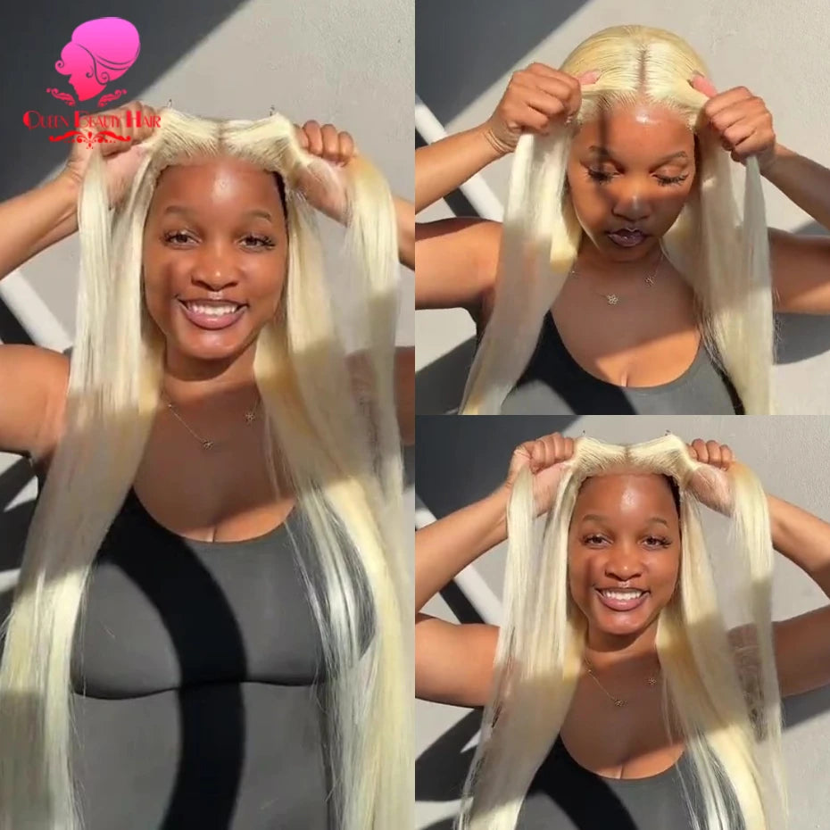 613 Glueless Wigs Human Hair 5x5 Lace Closure Wig Remy Straight Blonde Pre Plucked Glueless Wig 100% Human Hair Wigs Ready To Go