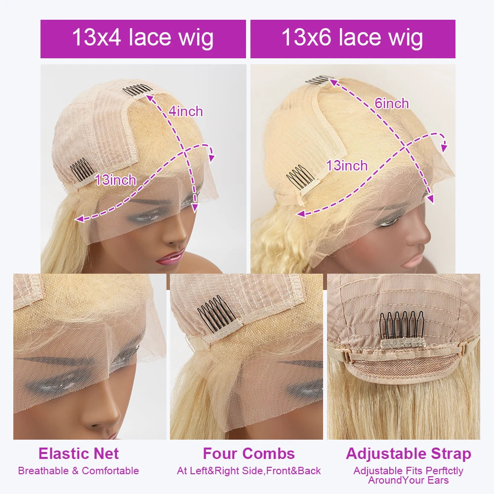 613 Loose Deep Wave Frontal Wig 13x6 HD Water Wave Lace Front Wig 30 40 Inch Honey Blonde 13x4 Lace Front Curly Human Hair Wigs - Vibrant Variety Store