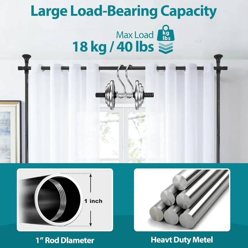 Room Divider, No Drilling Curtain Rods Hanging Wall Divider for Room Separation, 120” Tall 114” Wide Adjustable Floor - Vibrant Variety Store