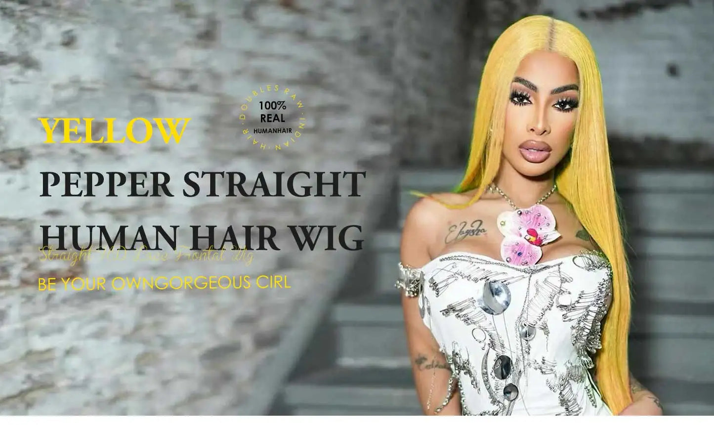 Yellow 13x4 Transparent Lace Frontal Wig 613 Colored Straight Hd Lace Front Wigs 13x6 100% Human Hair Brazilian Hair Pre Plcuked