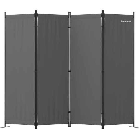 4 Panel Room Divider Folding Privacy Screen for Home Office and Dorm Decor in Grey - Vibrant Variety Store