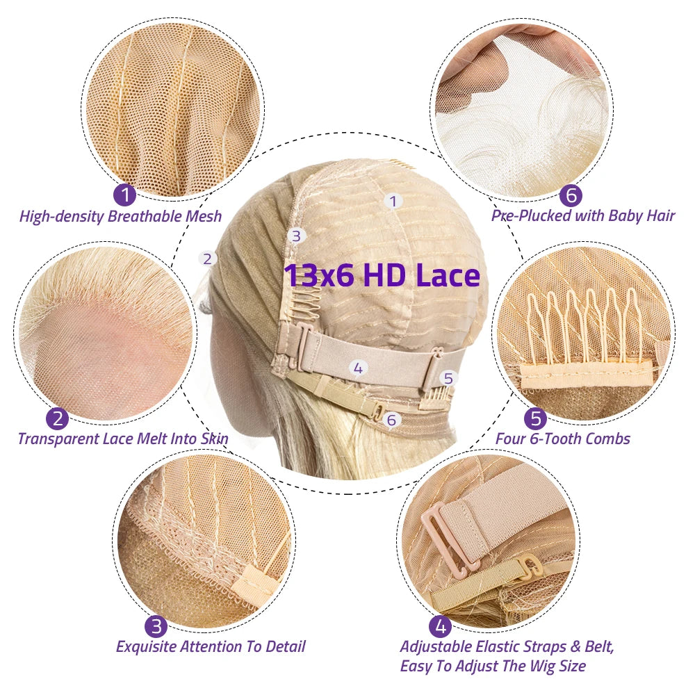 30 36 Inches 613 Blonde Body Wave 13x4 Lace Front Wig Human Hair 13x6 HD Transparent Lace Frontal Brazilian Wigs For Black Women