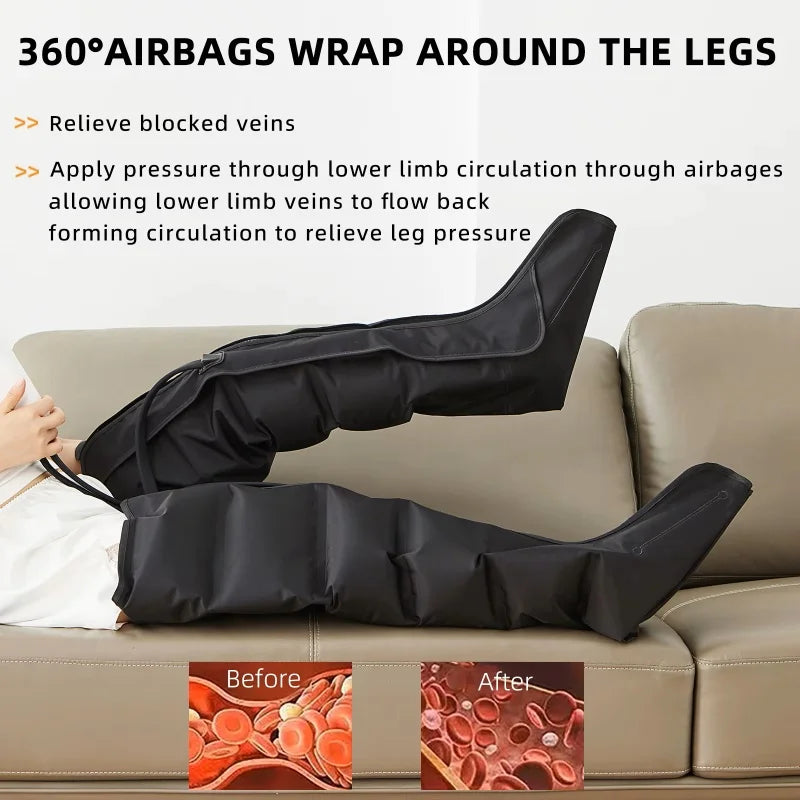 Air Pressure Leg Massager Foot Massage Boots with Kneading Squeeze Deep Relaxation for Calves and Remote Control - Vibrant Variety Store