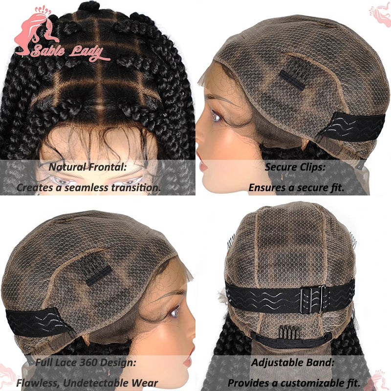 Jumbo Braids Hair Wig Synthetic Full Lace Front Braided Wigs For Black Women Knotless Box Braid Wig Braid African Braiding Hair