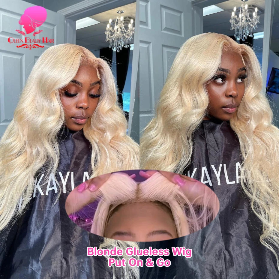 613 Glueless Wigs Human Hair 5x5 Lace Closure Wig Remy Straight Blonde Pre Plucked Glueless Wig 100% Human Hair Wigs Ready To Go