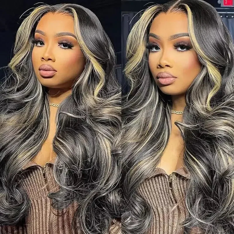 1B/27 Body Wave Wig Human Hair 30 Inch 13x4 HD Lace Frontal Wig Ombre Blonde Highlight Brazilian Hair Front Wigs For Black Women