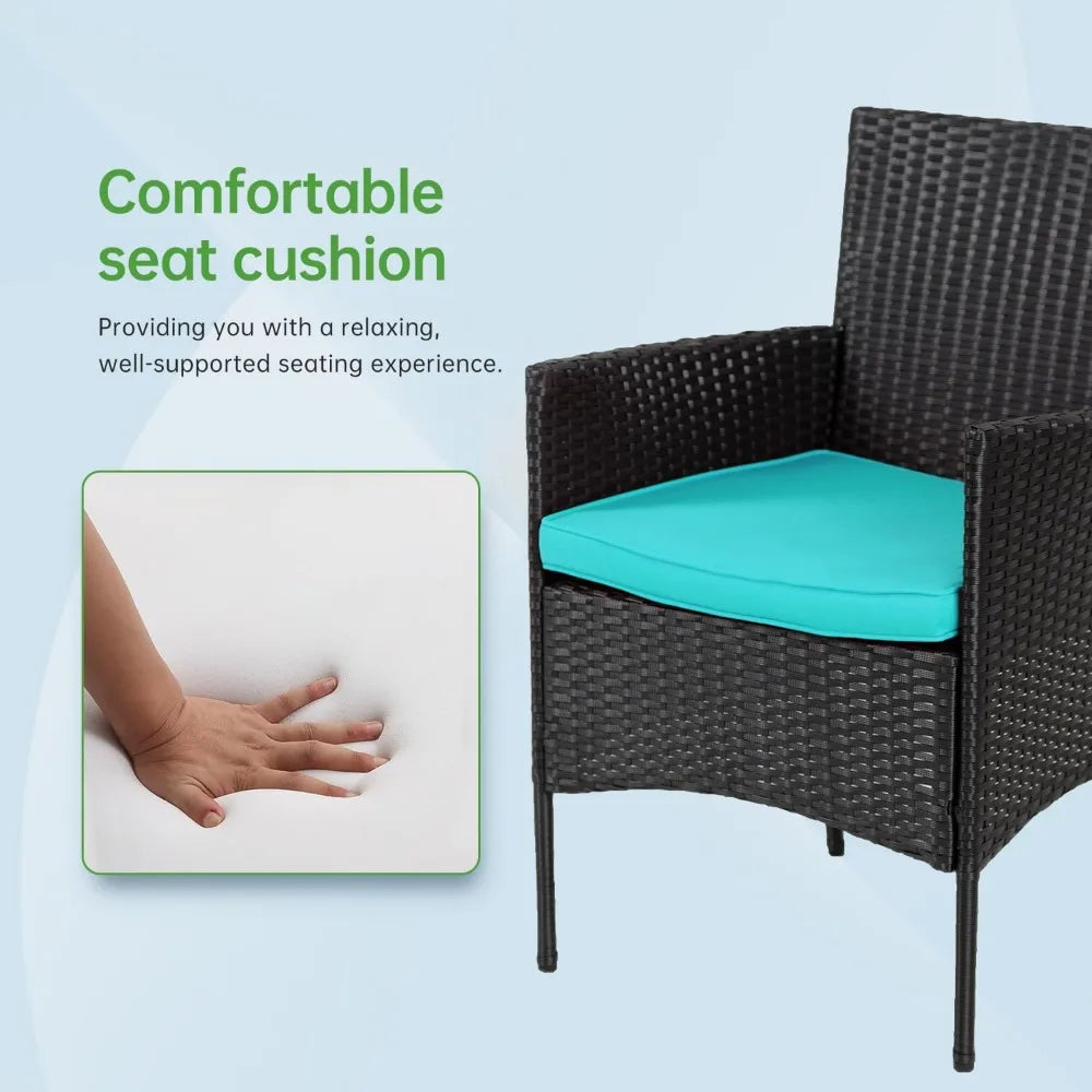 4 Piece Outdoor Wicker Patio Conversation Furniture Set with Coffee Table and Seat Cushions - Vibrant Variety Store