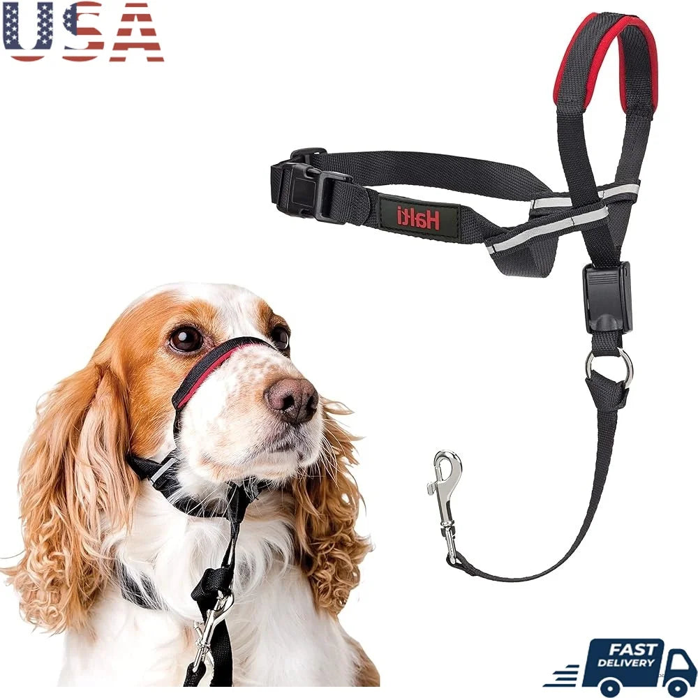 Halti Optifit Headcollar Dogs No Pull Adjustable Reflective Lightweight Padded Nose Band Safe Training Tool with Leash Clip