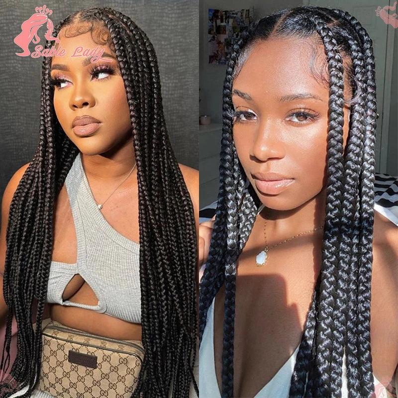 Jumbo Braids Hair Wig Synthetic Full Lace Front Braided Wigs For Black Women Knotless Box Braid Wig Braid African Braiding Hair