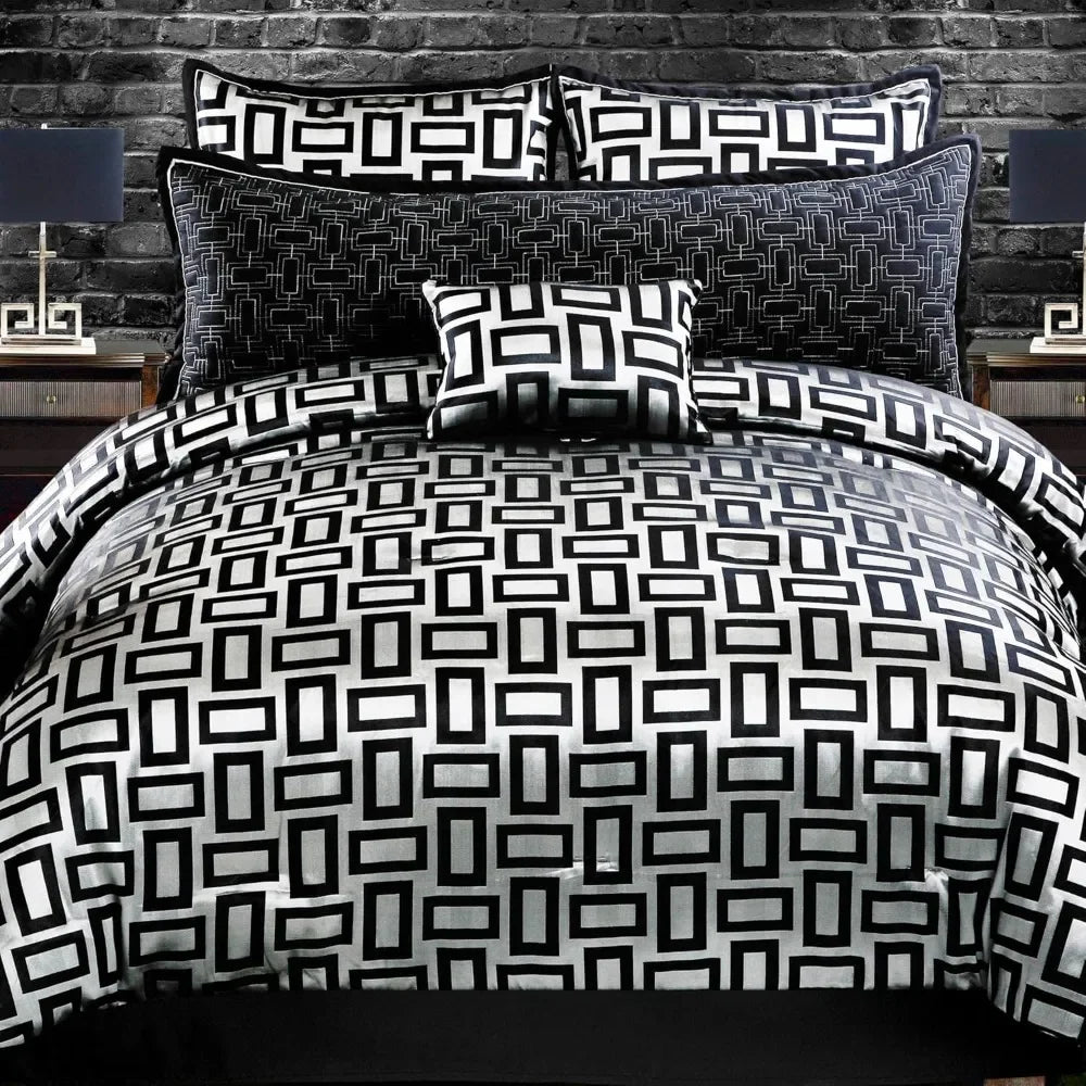 Bed Comforter Set, 5-Piece, 100% Polyester, 1 Double Sham, 2 Standard Shams, 1 Filled Decorative Pillows, Bed Sheet - Vibrant Variety Store