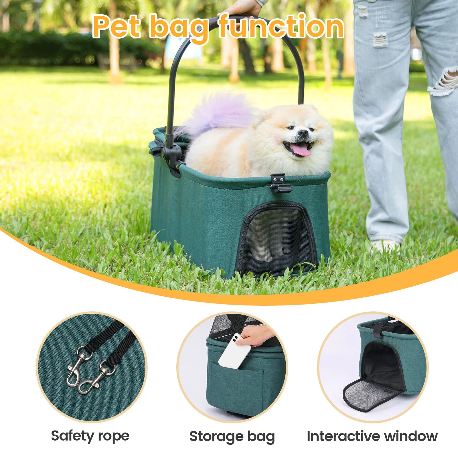 Wedyvko Portable Dog Stroller One Click Folding Clip Type with Basket for Small Pets - Vibrant Variety Store
