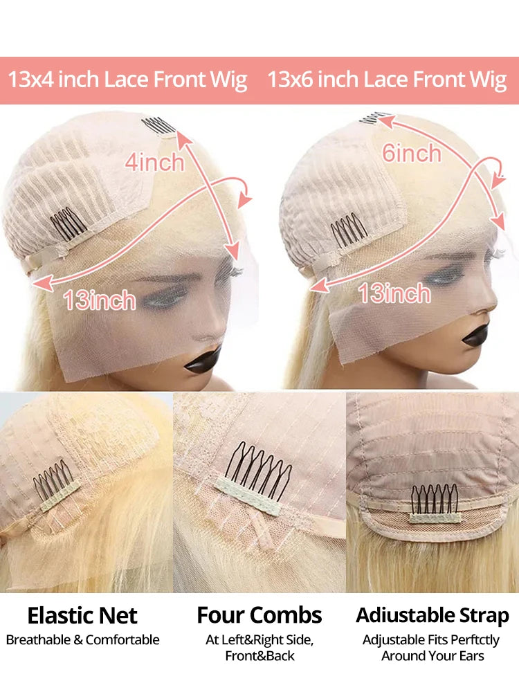 36 40 Inch 613 Honey Blonde Body Wave 250 Density 13x6 HD Lace Front Human Hair Wigs 13x4 HD Lace Frontal Wig for black women - Vibrant Variety Store