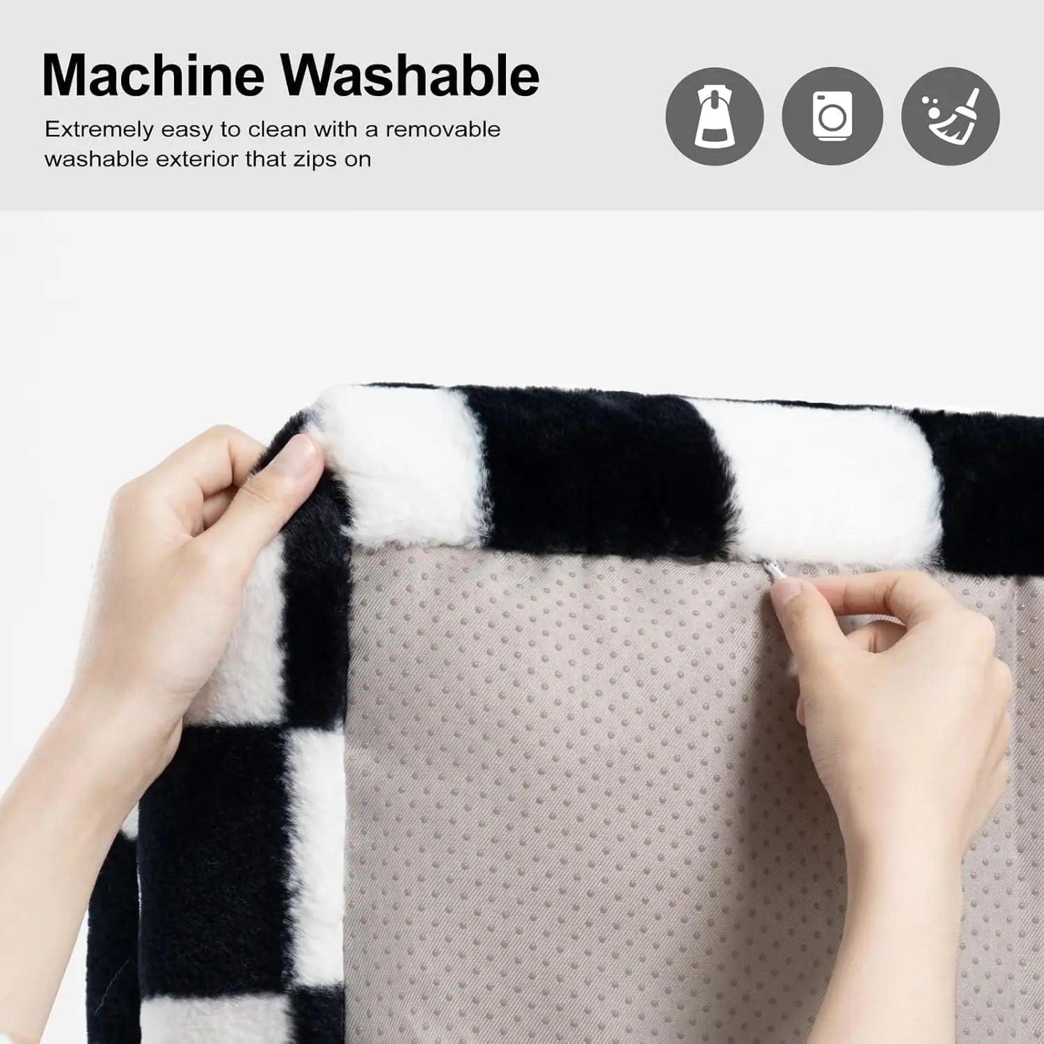 Mewoofun Pet Couch Bed 26x19x13 Inch Washable Cat Bed for Medium Small Dogs and Cats Up to 25 Pounds Fluffy Couch in Black and White - Vibrant Variety Store