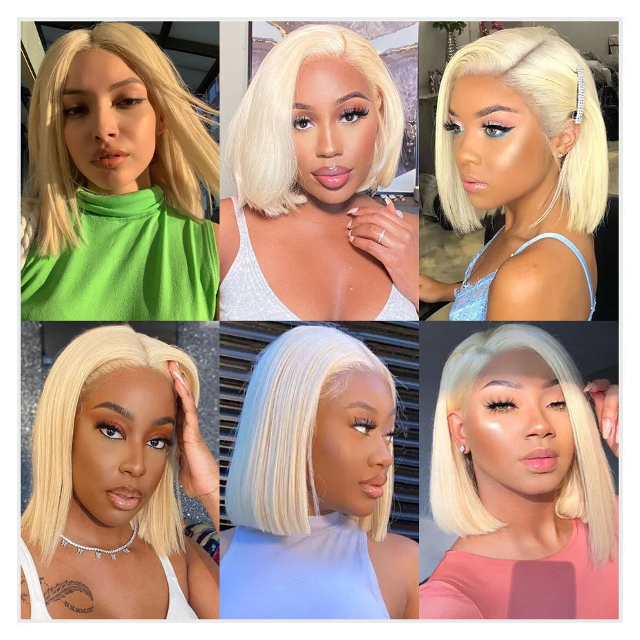 13x4 13x6 613 HD Blonde Bob Hair Wig Human Hair Lace Frontal Wig Brazilian Straight Bob Wig Lace Front Human Hair Wigs for Women